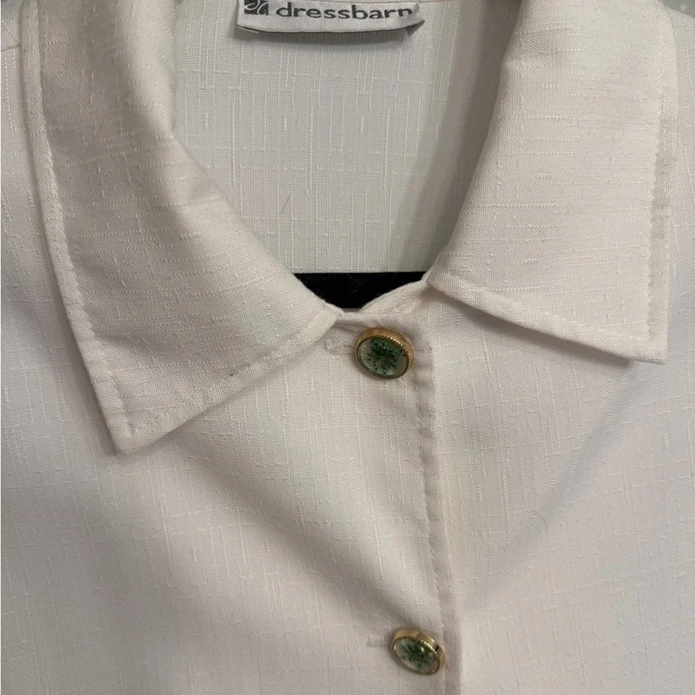Dressbarn Ivory Blouse with Green Accents - Picture 2 of 3